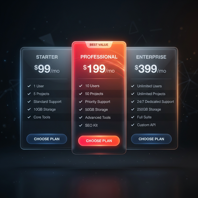 Pixel Brand Pricing Table Mockup